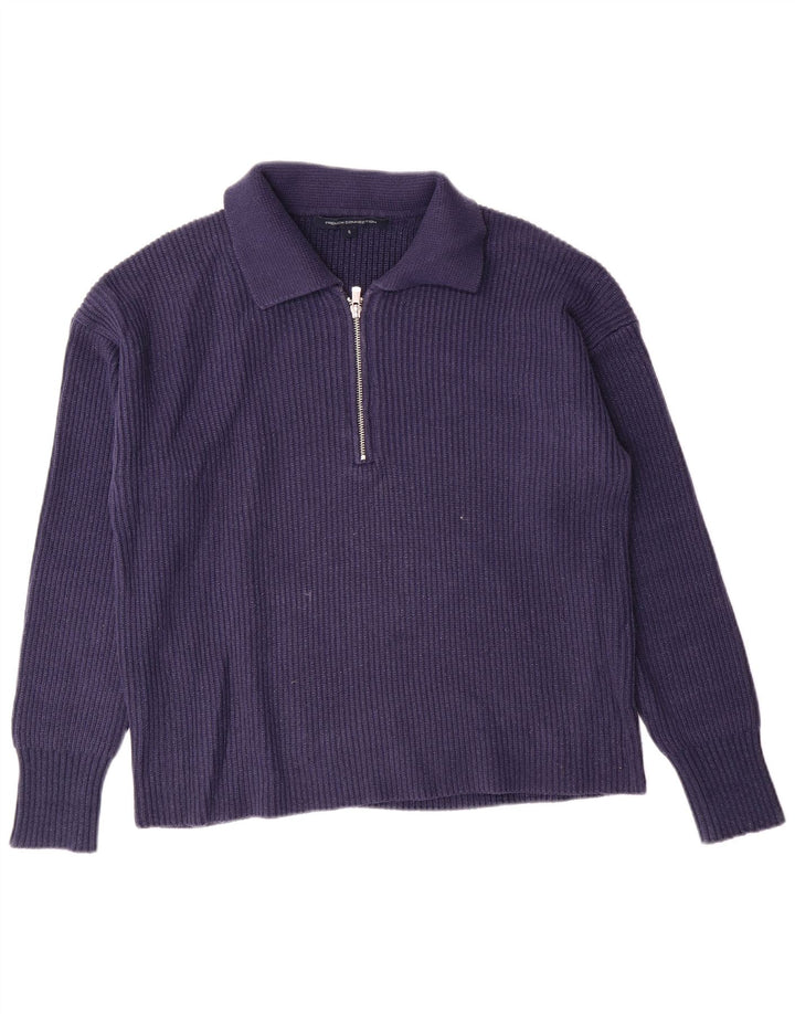 FRANSK FORBINDELSE Dame Polo Neck Jumper Sweater UK 10 Small Navy Blue