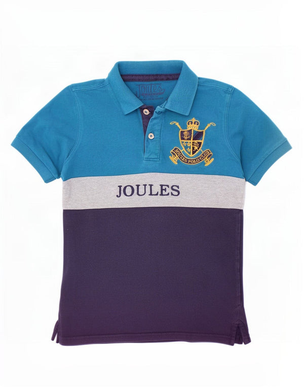 Joules Boys Grafisk Polo Shirt 9-10 år Blå Colourblock Bomuld