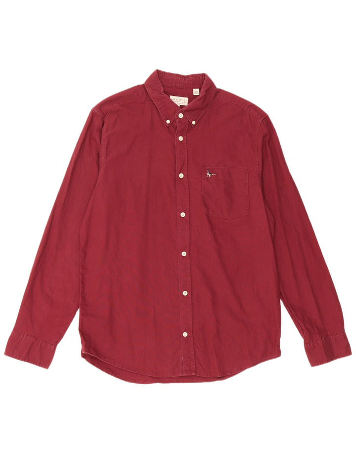 Jack Wills Herre Slim Fit skjorte Medium Bourgogne bomuld