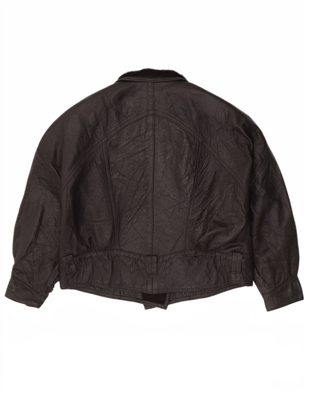 Vintage læderjakke til kvinder UK 14 Large Black
