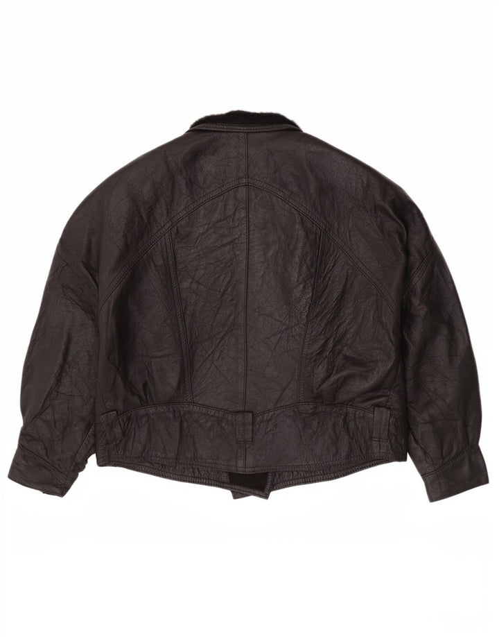 Vintage læderjakke til kvinder UK 14 Large Black