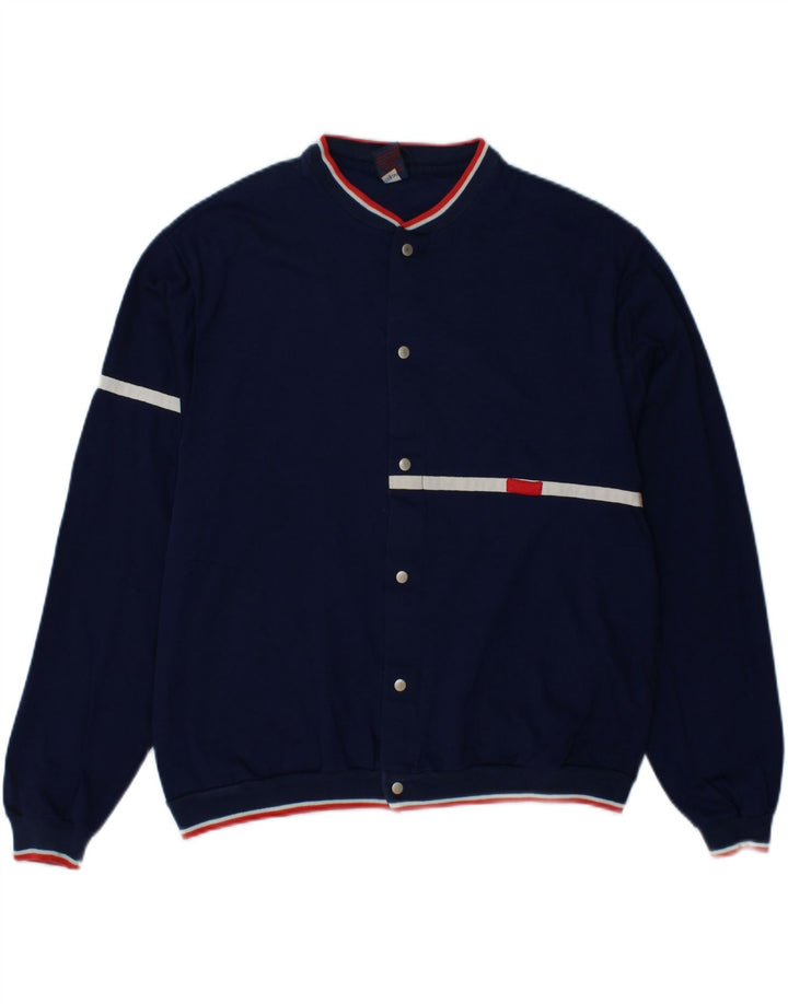 VINTAGE Mens Tracksuit Top Jacket Large Navy Blue Cotton Vintage Vintage and Second-Hand Vintage from Messina Hembry 