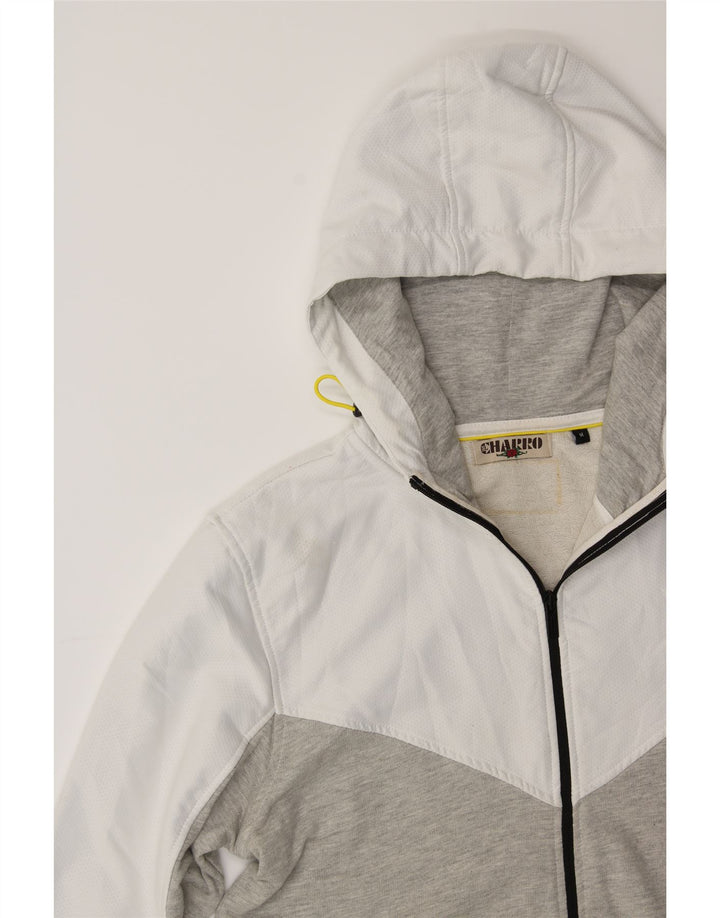 CHARRO Mens Zip Hoodie Sweater Medium Grey Colourblock Acrylic Vintage Charro and Second-Hand Charro from Messina Hembry 