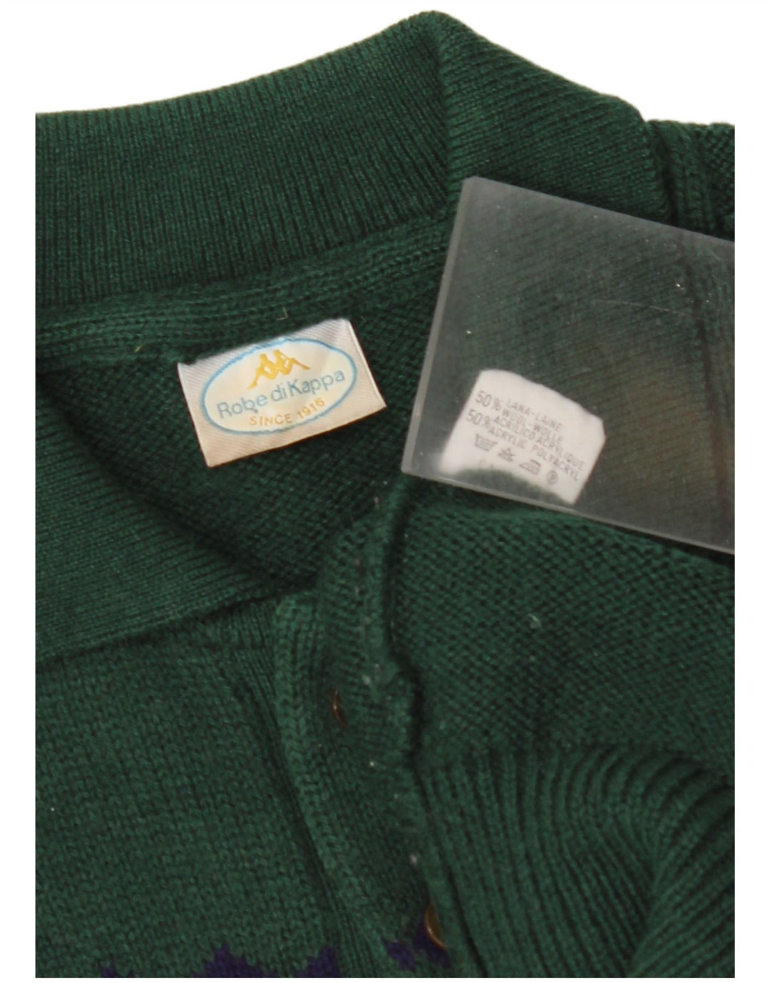 KAPPA Herre polo-hals sweater mellemgrøn geometrisk uld