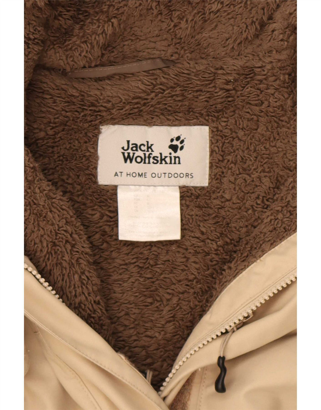 Jack Wolfskin Dame Hooded Parka Jacket UK 14 Medium Beige Polyester