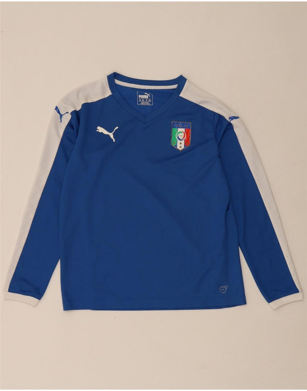 Puma Boys Italia Top Langærmet 13-14 År Blå Colourblock