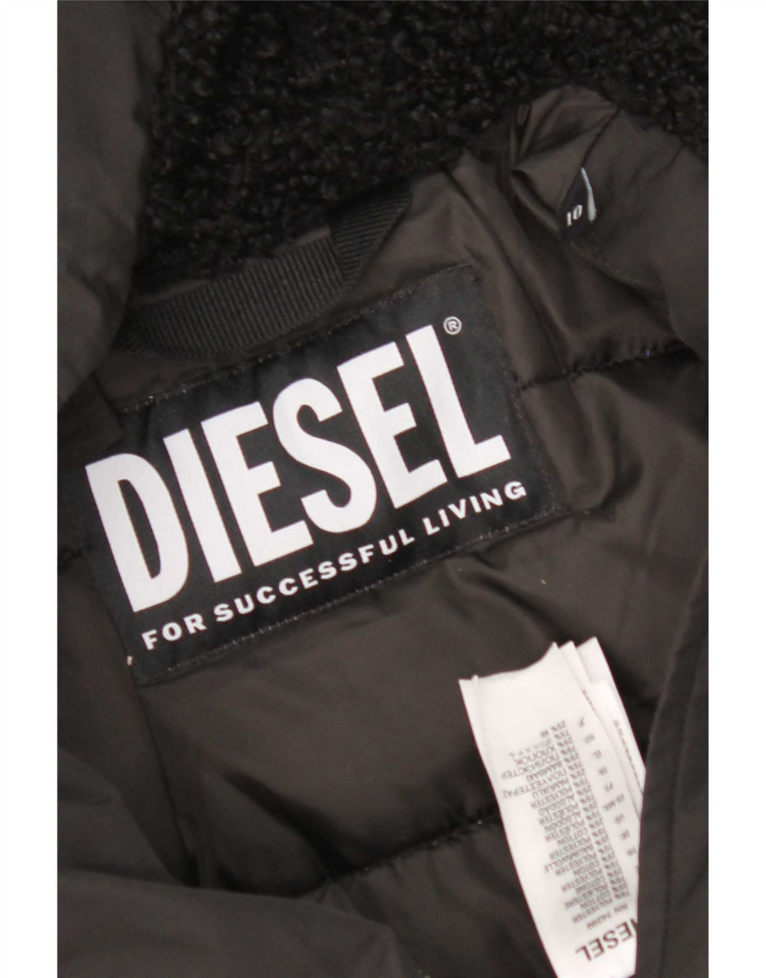 Diesel Dame Hooded Parka Jacket UK 10 Small Black Polyester