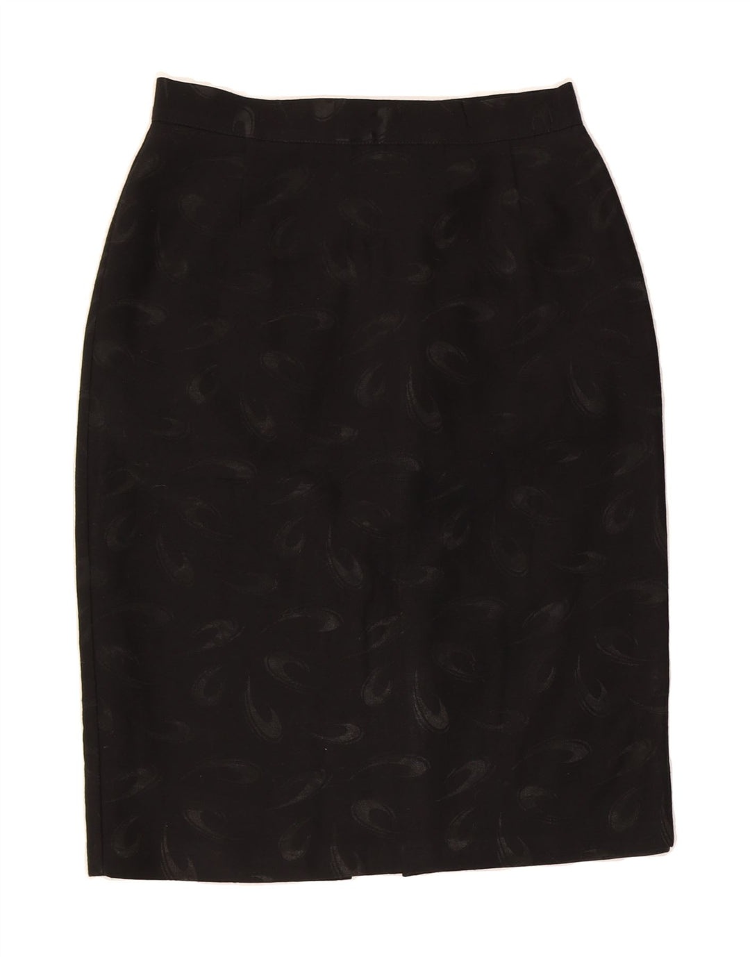 VINTAGE Womens Abstract Pattern Pencil Skirt UK 12 Medium W30  Black Wool Vintage Vintage and Second-Hand Vintage from Messina Hembry 