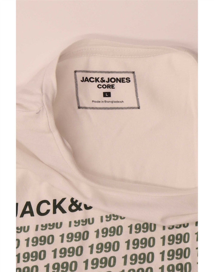 Jack & Jones Herre grafisk T-shirt Top Stor hvid bomuld