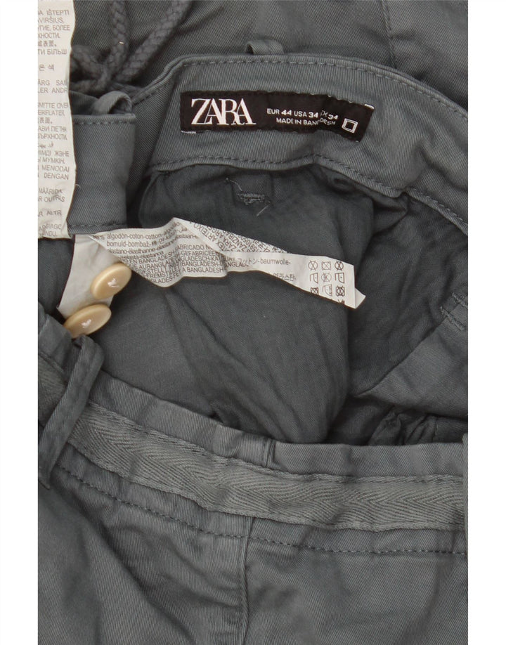 Zara Herre Chino Shorts EU 44 Large W34 Grå Bomuld