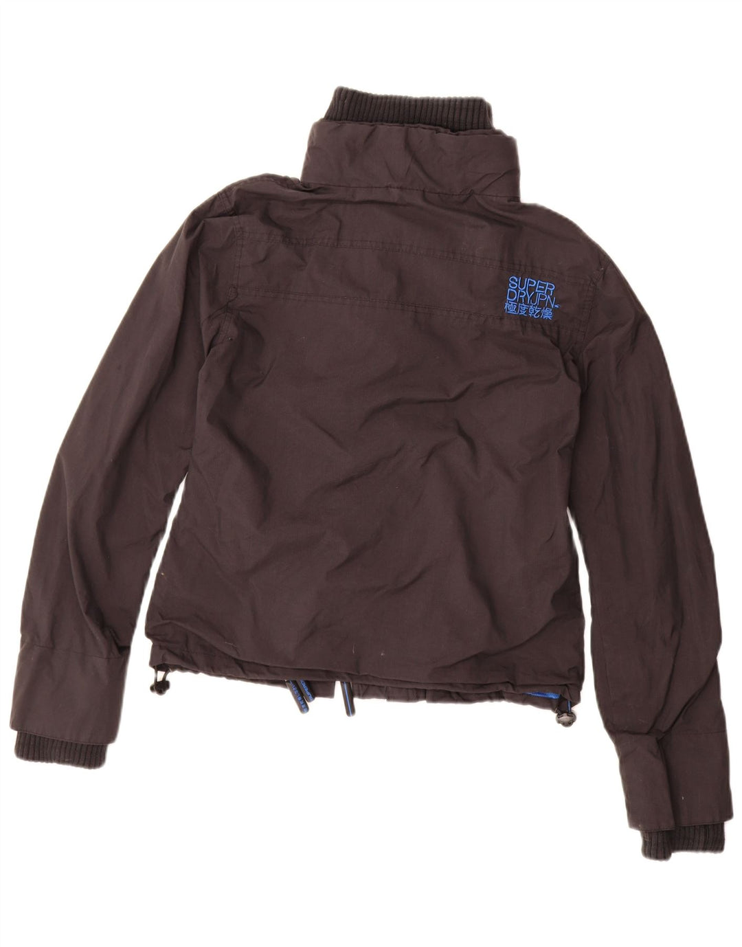 SUPERDRY Grafisk regnjakke til kvinder UK 16 Stor sort nylon