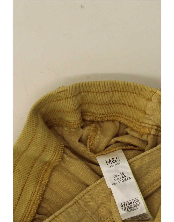 Marks & Spencer Womens Shorts UK 16 Large W34 Khaki Linen