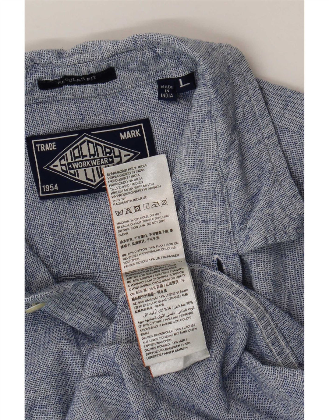 Superdry skjorte med normal pasform til mænd, stor blå bomuld