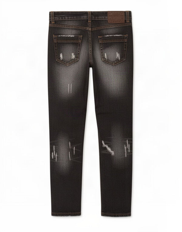 Germano Zama Dame Distressed Tapered Jeans Small W28 L28 Black