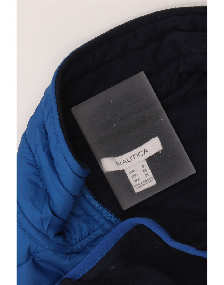 NAUTICA Dame Fleece Gilet UK 10 Small Navy Blue Colourblock Polyester