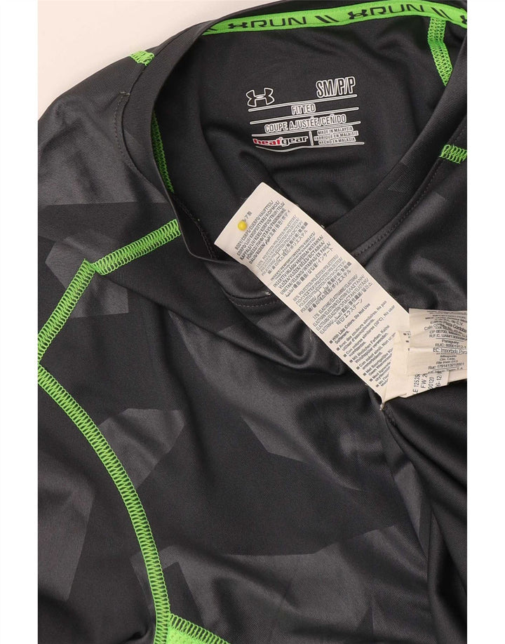 Under Armour Herre Heat Gear Top Langærmet Lille Grå Geometrisk Polyester