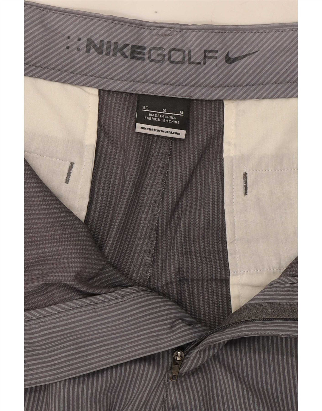 Nike Herre Golf Chino Shorts W36 Large Grå Nålestribet Polyester