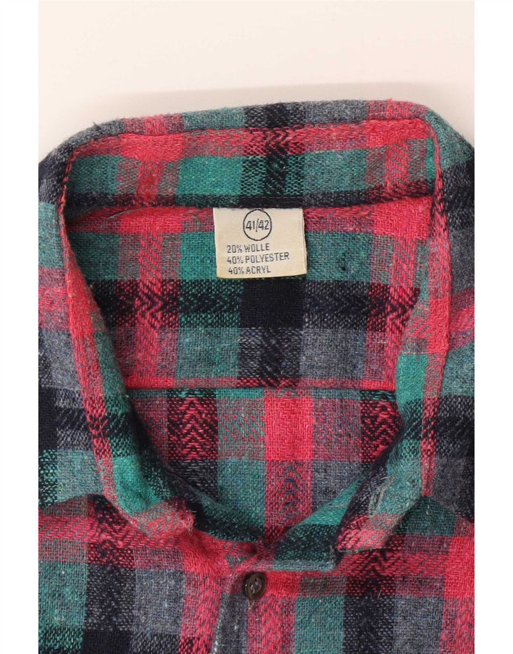 Vintage herre flannel skjorte størrelse 41/42 Stor turkis ternet polyester