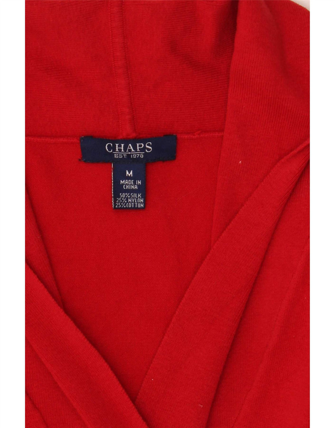 Chaps Dame Shawl Neck Jumper Sweater UK 12 Medium Rød Silke