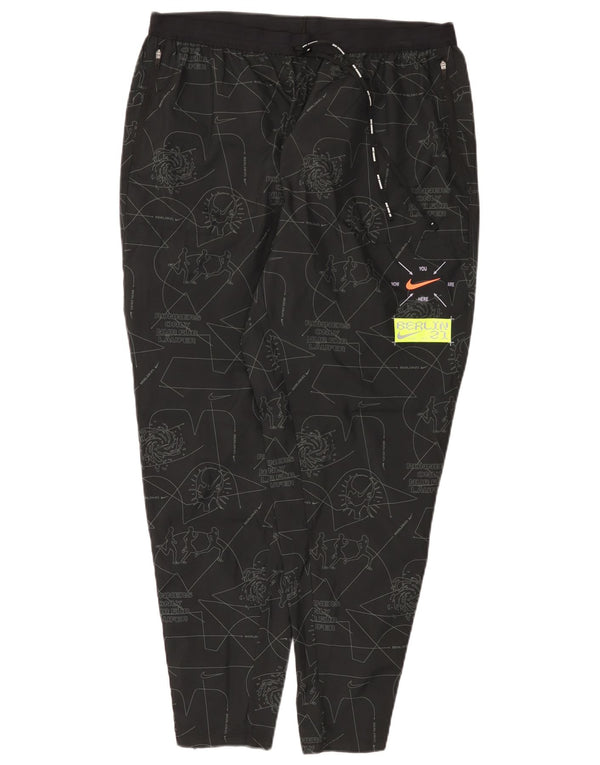 Nike Dame Dri Fit Abstrakt mønster træningsdragt Bukser UK 18 XL Sort