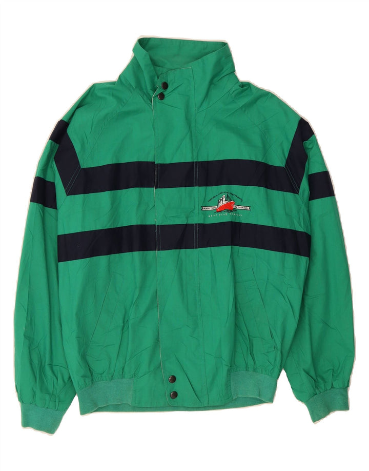 VINTAGE Mens Bomber Jacket IT 50 Large Green Striped Polyester Vintage Vintage and Second-Hand Vintage from Messina Hembry 