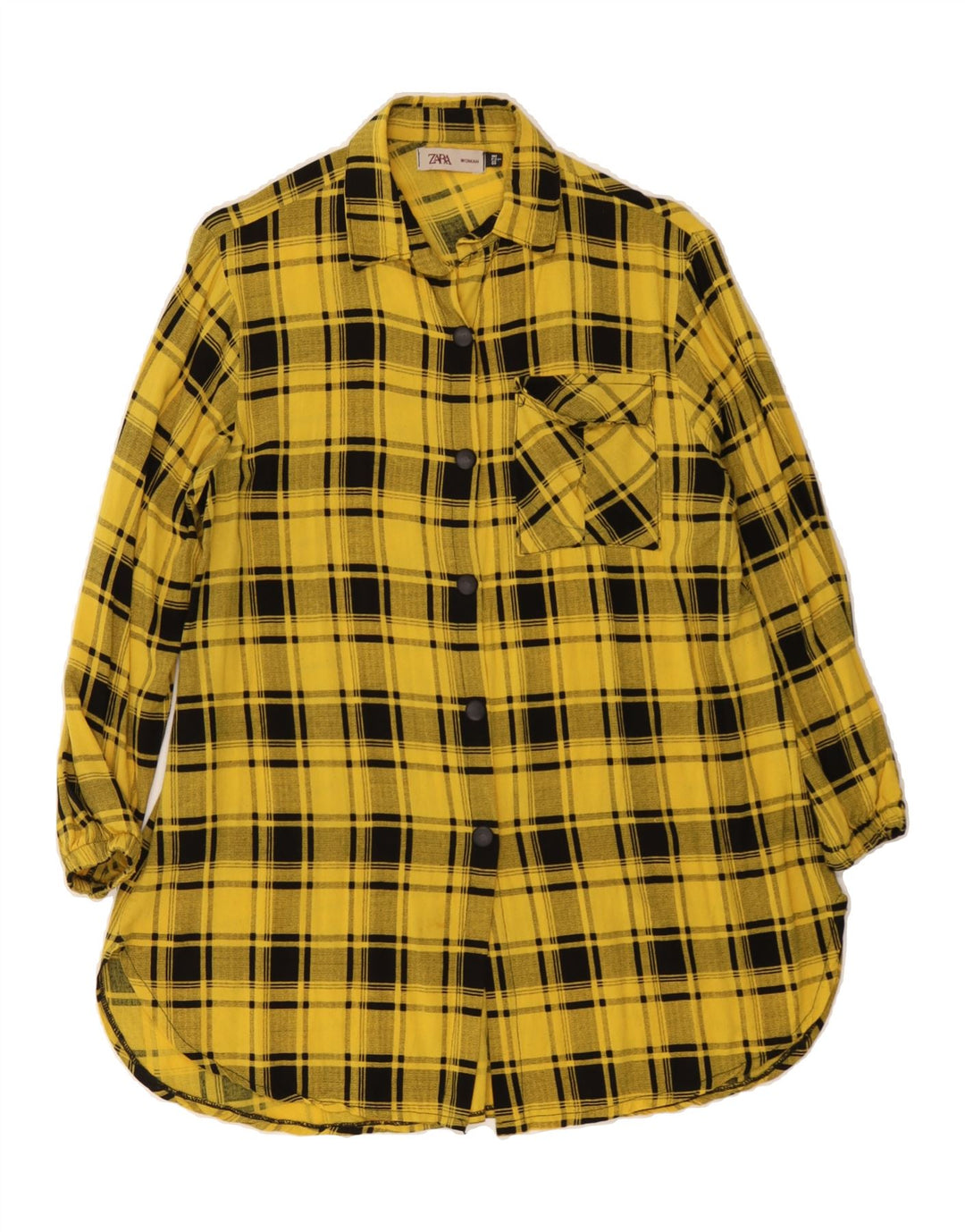 ZARA Womens Oversized Shirt Dress US 1 XS Yellow Check Vintage Zara and Second-Hand Zara from Messina Hembry 