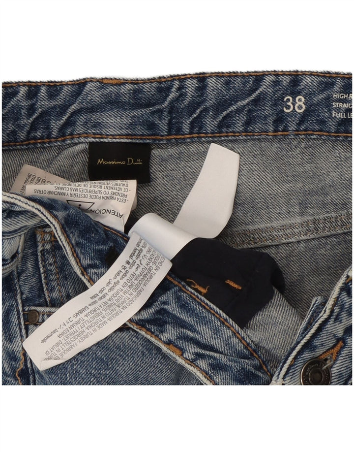 Massimo Dutti Dame Højhøjde Straight Jeans EU 38 Small W28 L28 Blå