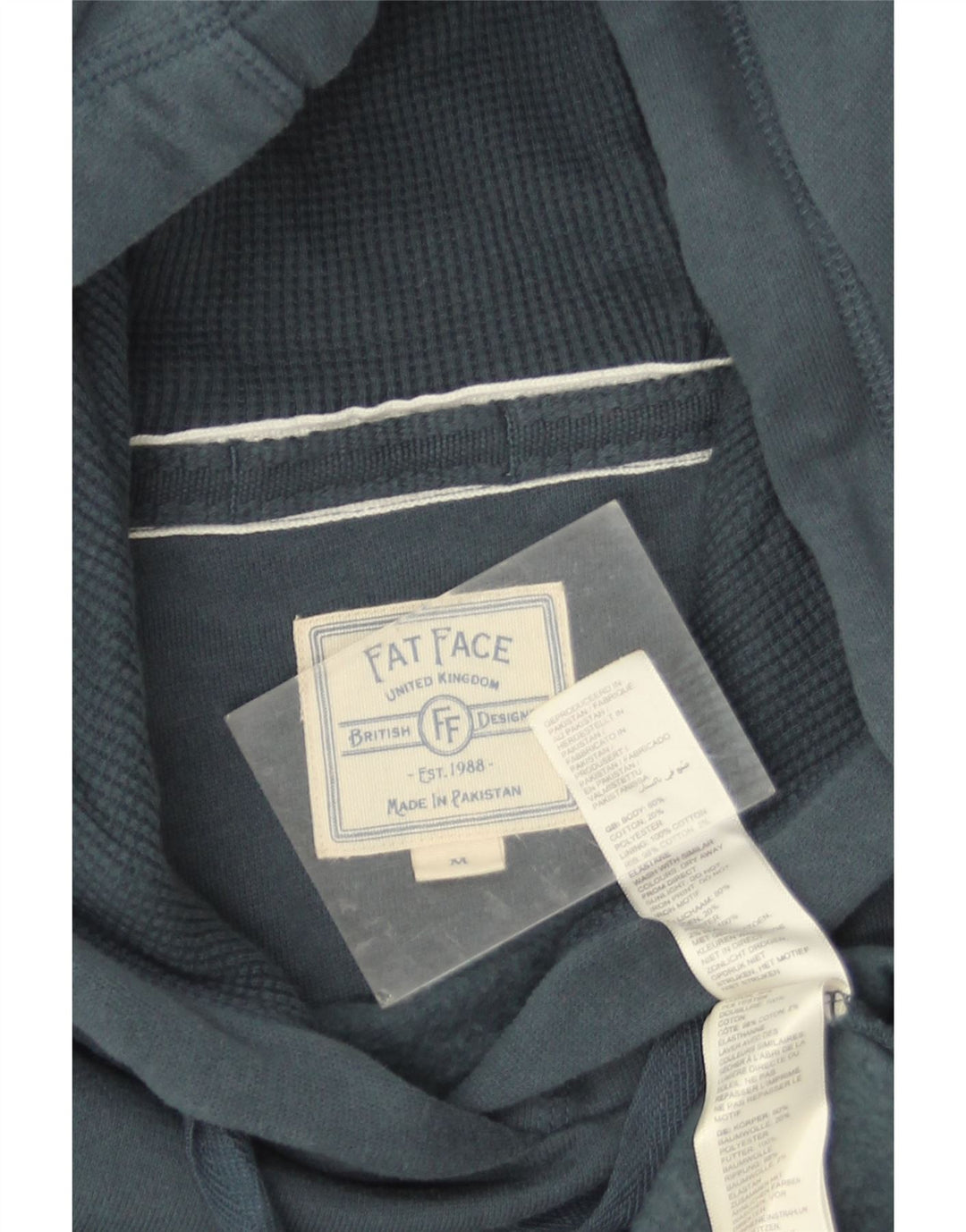 Fat Face Dame Hoodie Jumper UK 14 Medium Navy Blue Bomuld