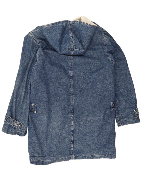 Vintage Herre Hooded Sherpa Denim Coat UK 40 Large Blue Cotton