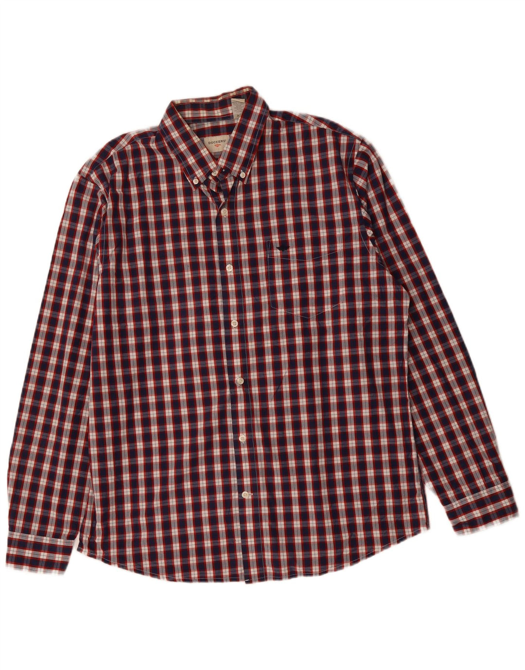 DOCKERS Herreskjorte Stor marineblå ternet bomuld