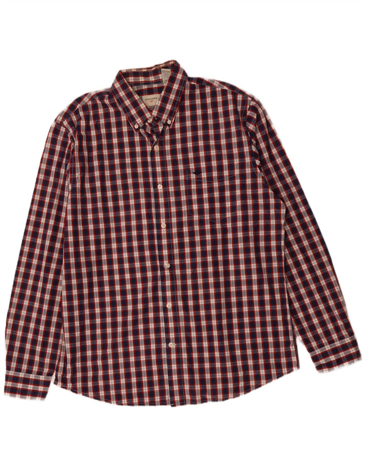 DOCKERS Herreskjorte Stor marineblå ternet bomuld