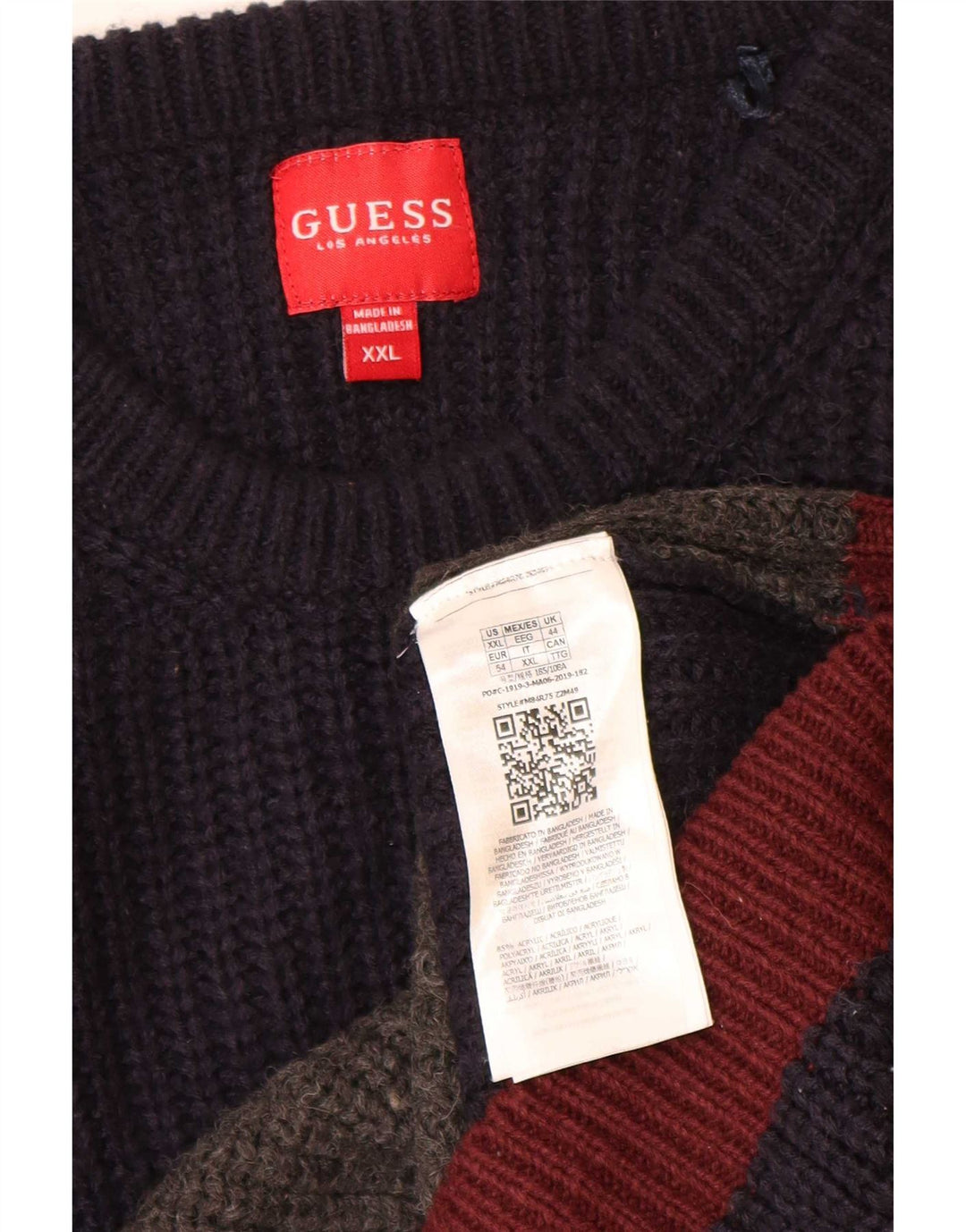 Guess Herre rund hals sweater 2XL flerfarvet Colourblock akryl