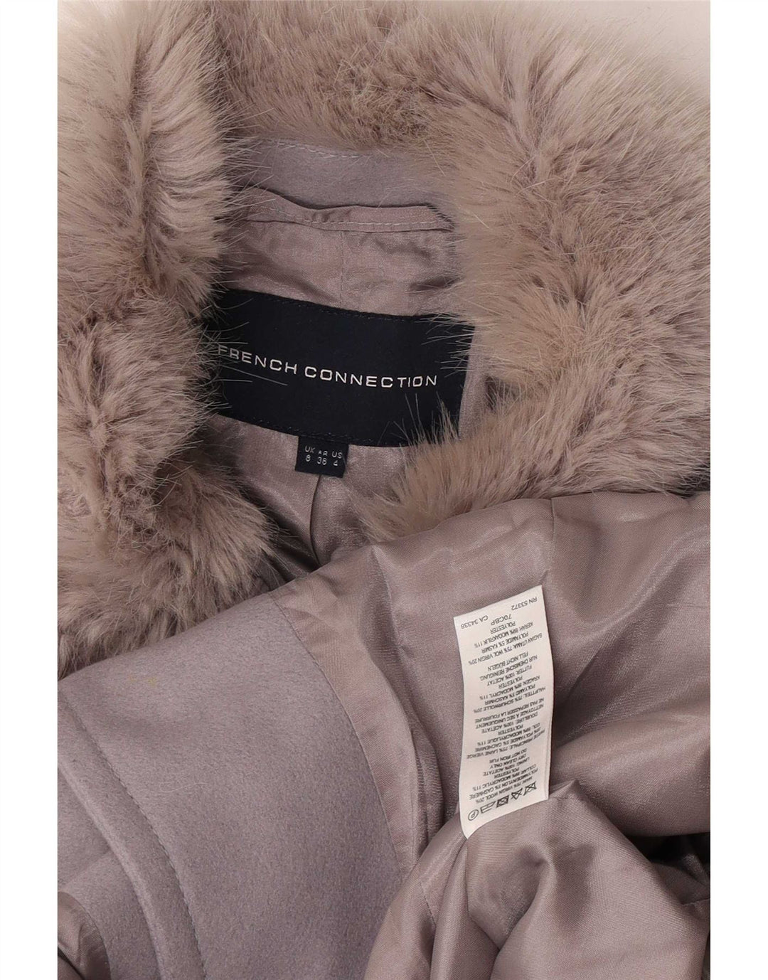 French Connection Dame Overfrakke UK 8 Small Grey Virgin Wool