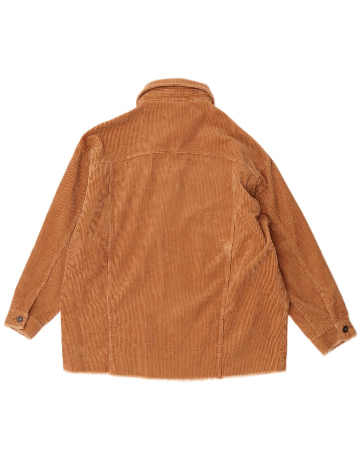Zara Dame Oversized Corduroy Jacket UK 10 Small Brown Bomuld