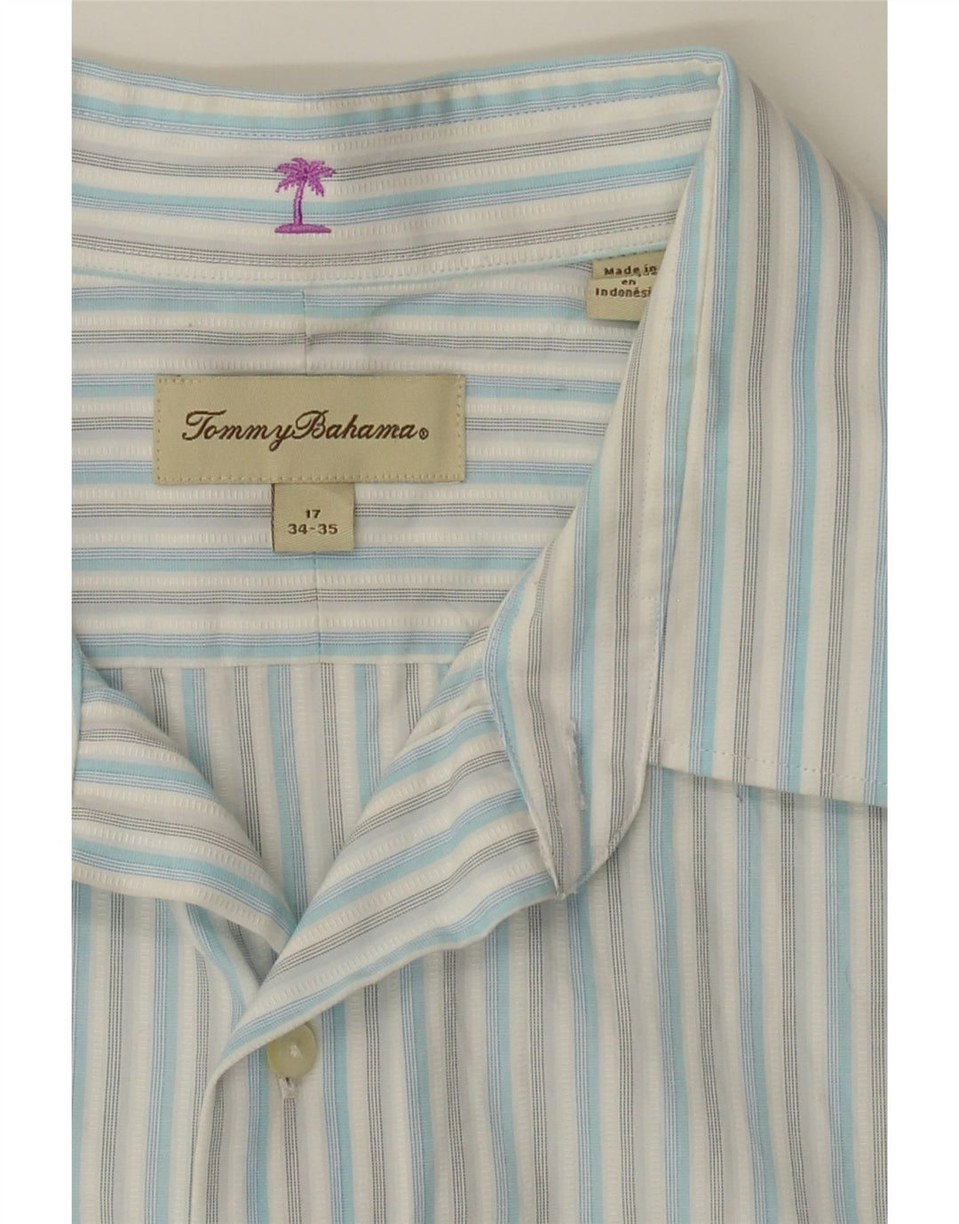TOMMY BAHAMA Mens Shirt Size 17 XL Blue Striped Cotton Vintage Tommy Bahama and Second-Hand Tommy Bahama from Messina Hembry 