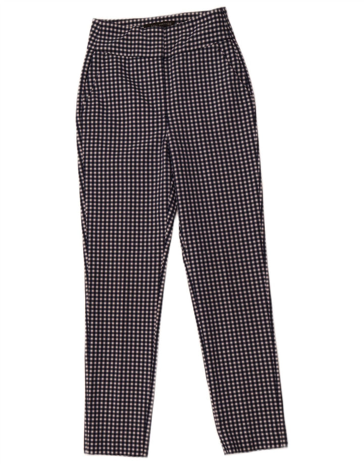 ZARA koniske Chinobukser til kvinder EU 34 2XS W24 L28 Marineblå Gingham
