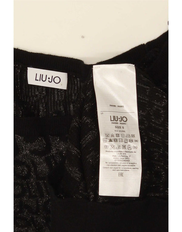 Liu Jo Womens Graphic Boat Neck Jumper Sweater UK 10 Small Black