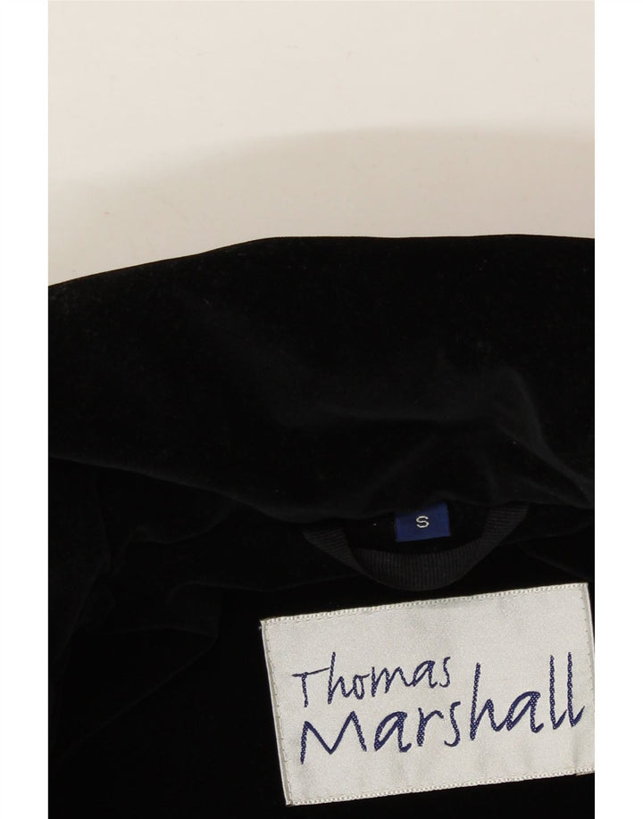 THOMAS MARSHALL Womens Oversized Overcoat UK 10 Small Black Striped Vintage Thomas Marshall and Second-Hand Thomas Marshall from Messina Hembry 