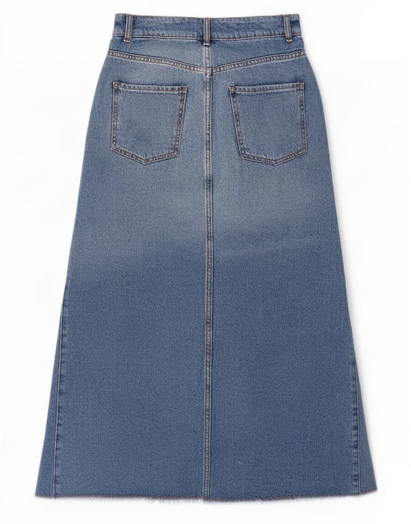 Zara Dame Maxi Denim Nederdel Small W26 Blå