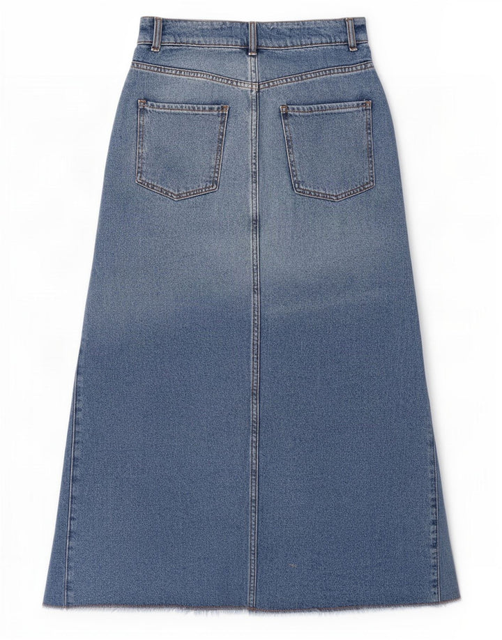 Zara Dame Maxi Denim Nederdel Small W26 Blå