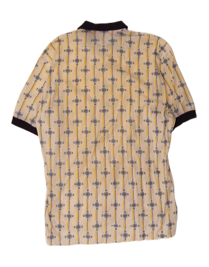EAST COAST Mens Pullover Shirt Medium Off White Geometric