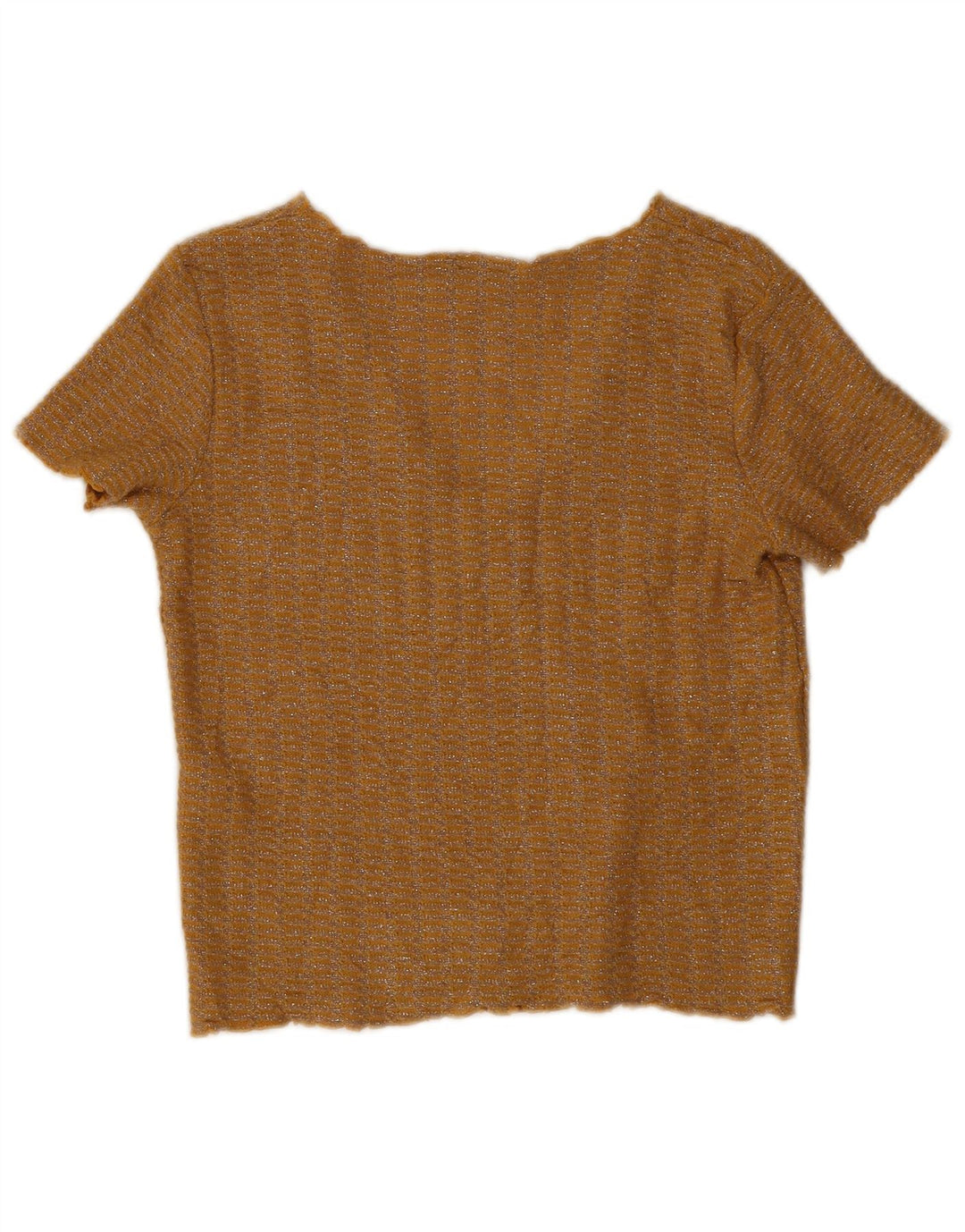 Zara Womens Crop Bluse Top UK 10 Small Gul Flecked Polyester