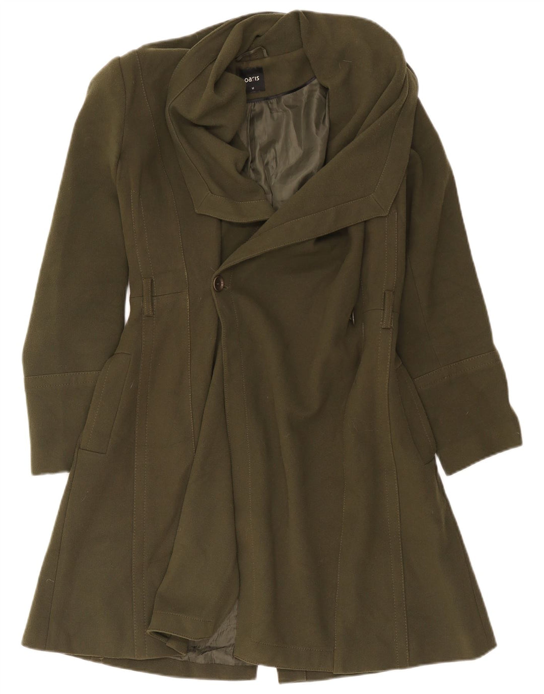 Oasis Dame Overfrakke UK 14 Medium Khaki Polyester