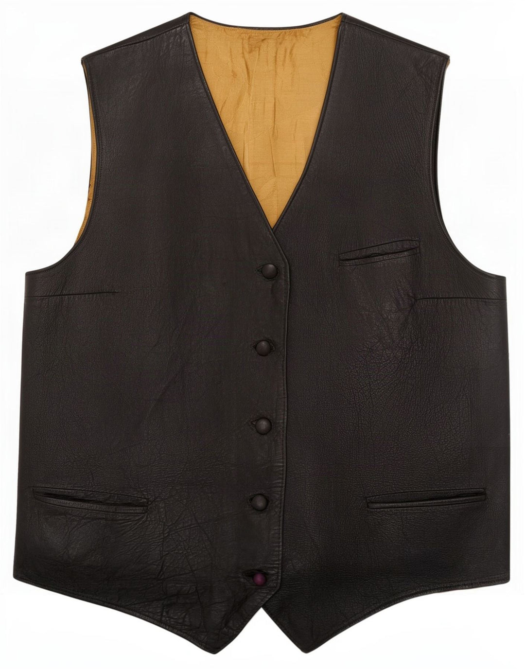 Vintage lædervest til kvinder UK 12 Medium Black