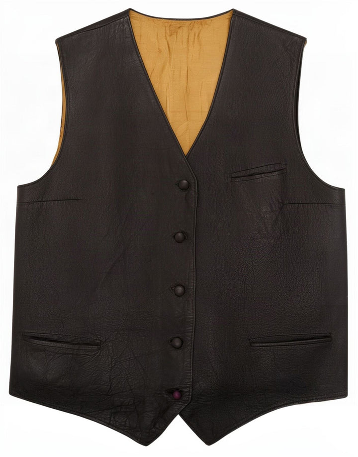 Vintage lædervest til kvinder UK 12 Medium Black
