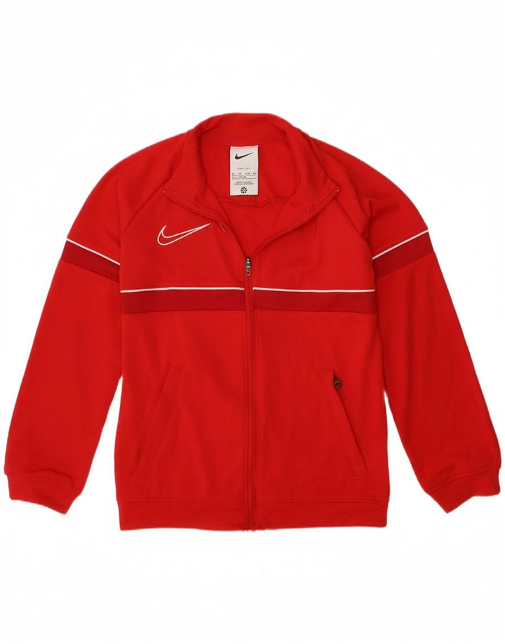 NIKE Boys Dri Fit Tracksuit Top Jacket 6-7 Years XS Red Polyester