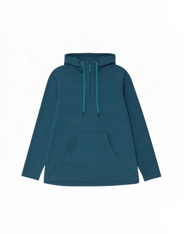 Mountain Warehouse Dame Hooded Zip Neck Fleece Jumper UK 16 Large Blue