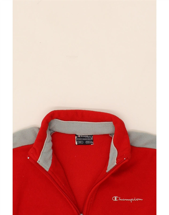 CHAMPION Boys Fleece Jacket 7-8 Years Small Red Colourblock Polyester Vintage Champion and Second-Hand Champion from Messina Hembry 