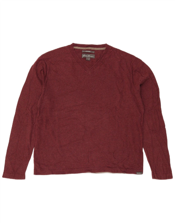Eddie Bauer Herre V-hals sweater Medium Bourgogne bomuld