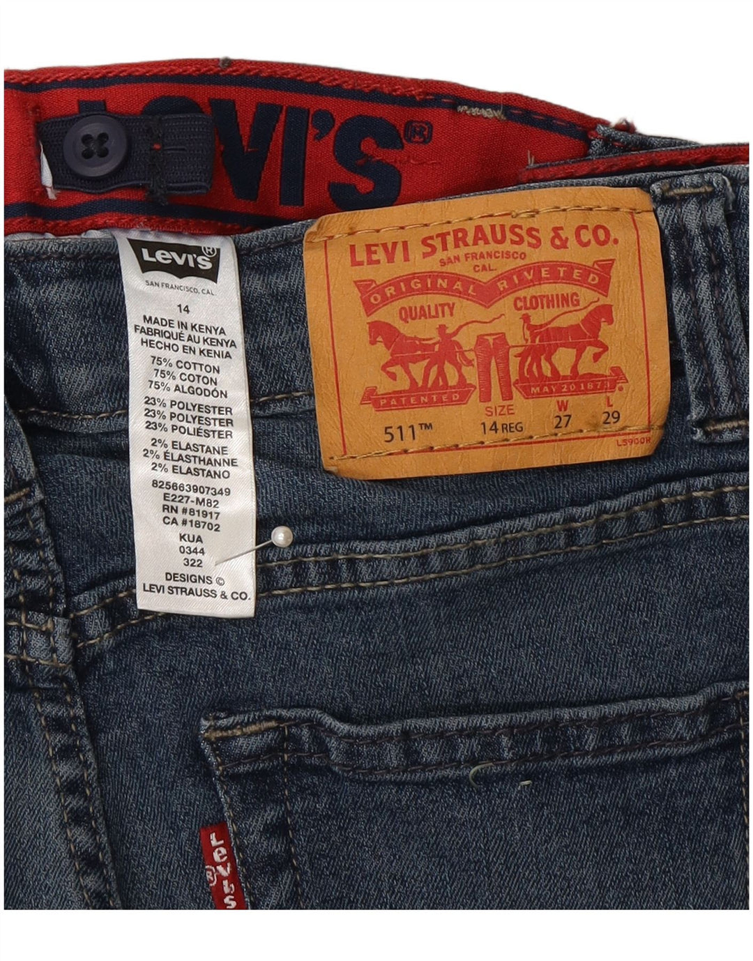 Levi's Boys 511 Slim Jeans 13-14 år W27 L29 Blå Bomuld